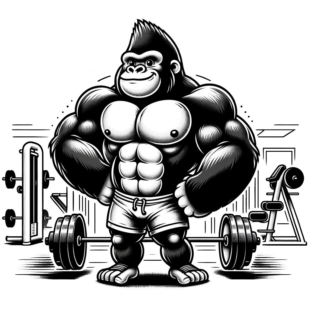 Confident Gorilla Weightlifter Gym Journey